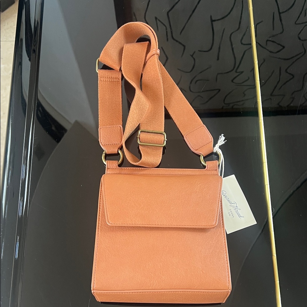 NWT Camel Colored Crossbody Bag button closure